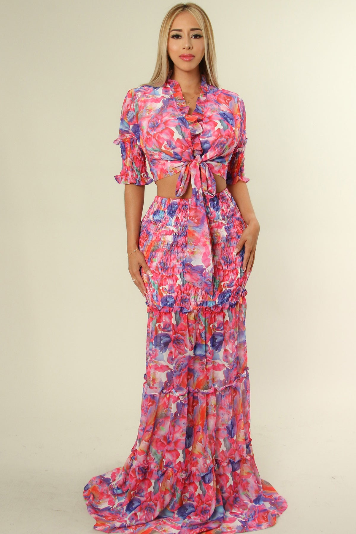 Conjunto Floral Fúcsia Multiúso