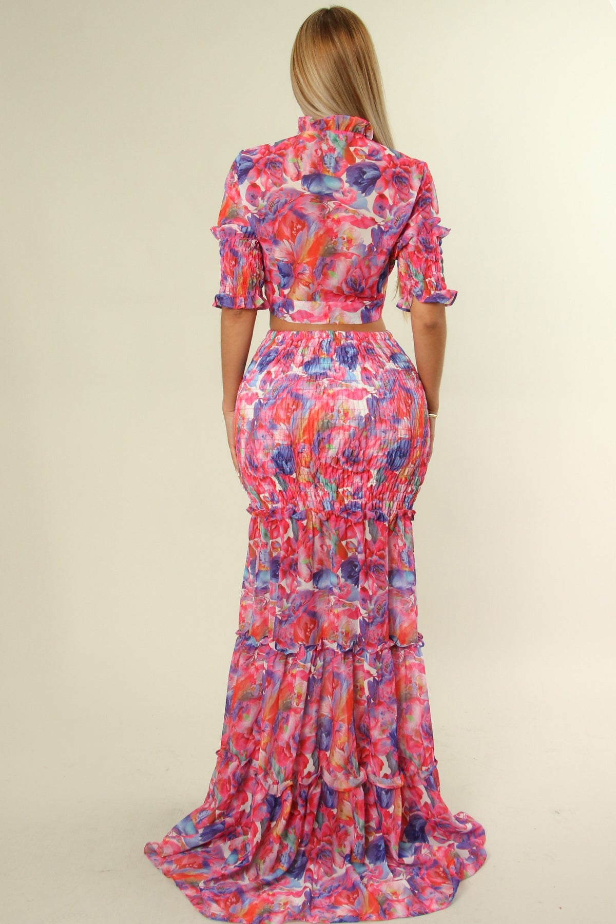 Conjunto Floral Fúcsia Multiúso