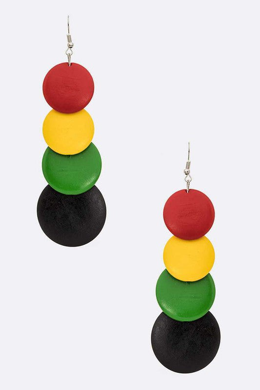 Mix Color Wooden Disk Long Necklace Set