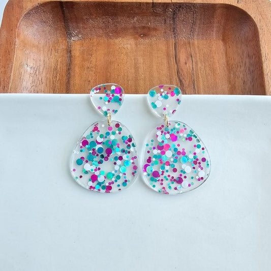 Penelope - Blue Violet Confetti Earrings