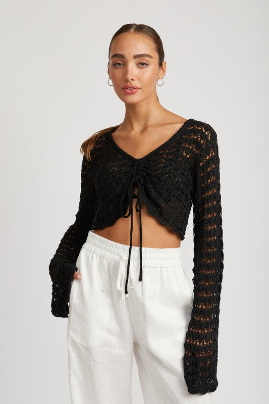 RUCHED CROCHET CROP TOP- 2 COLORS