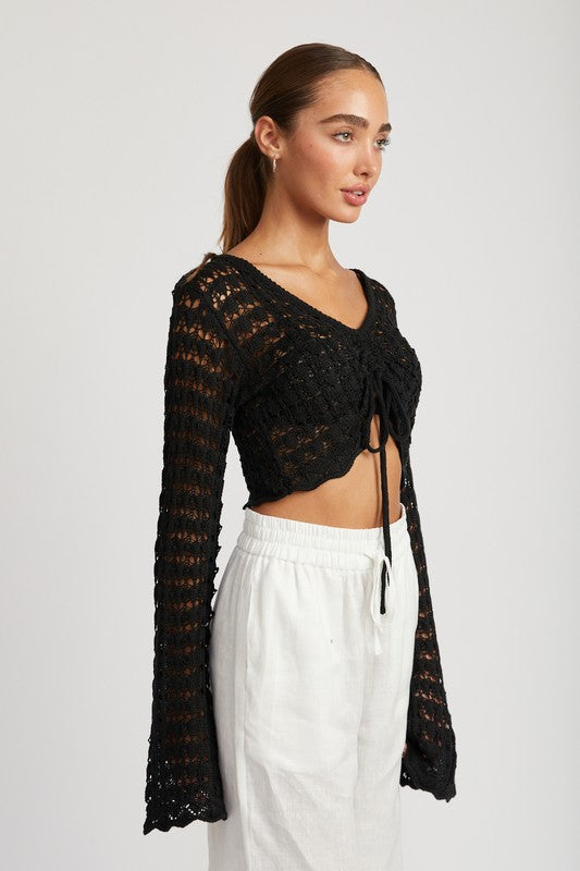 RUCHED CROCHET CROP TOP- 2 COLORS