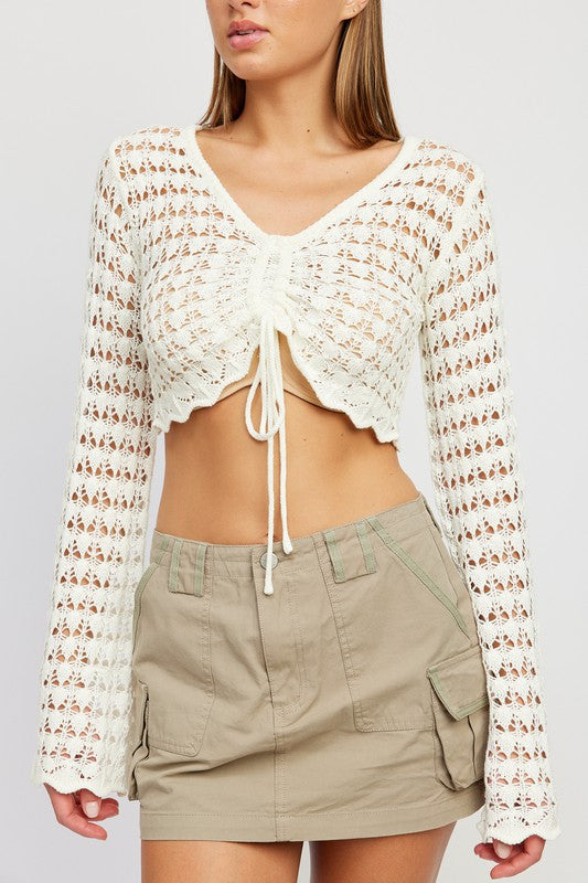 RUCHED CROCHET CROP TOP- 2 COLORS