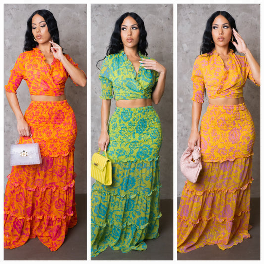 Vacation Tiered Skirt & Top Set