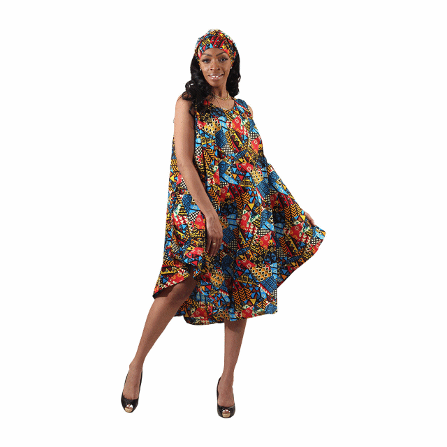 Vestido Guarda-chuva com Estampa Africana Ancara - 6 Cores