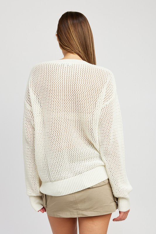 CROCHET LONG SLEEVE TOP- 2 COLORS