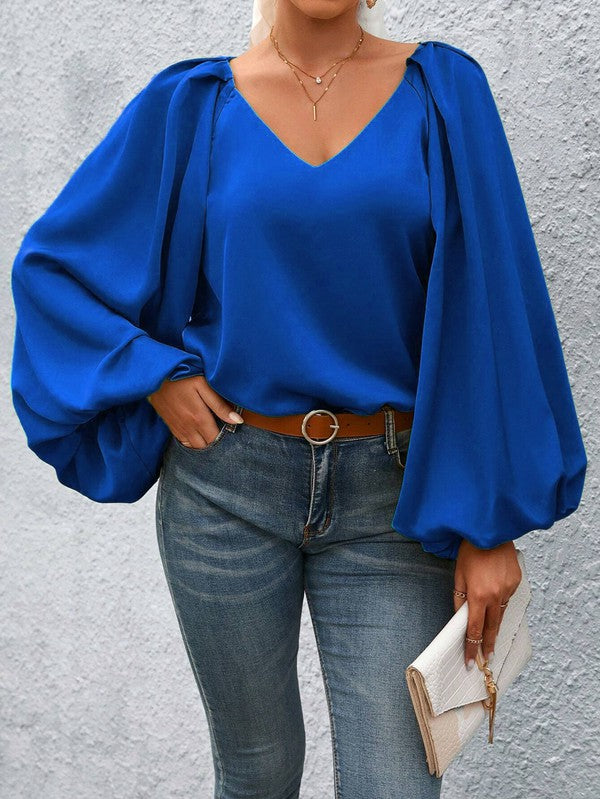 Lantern Sleeve Blouse-4 Colors