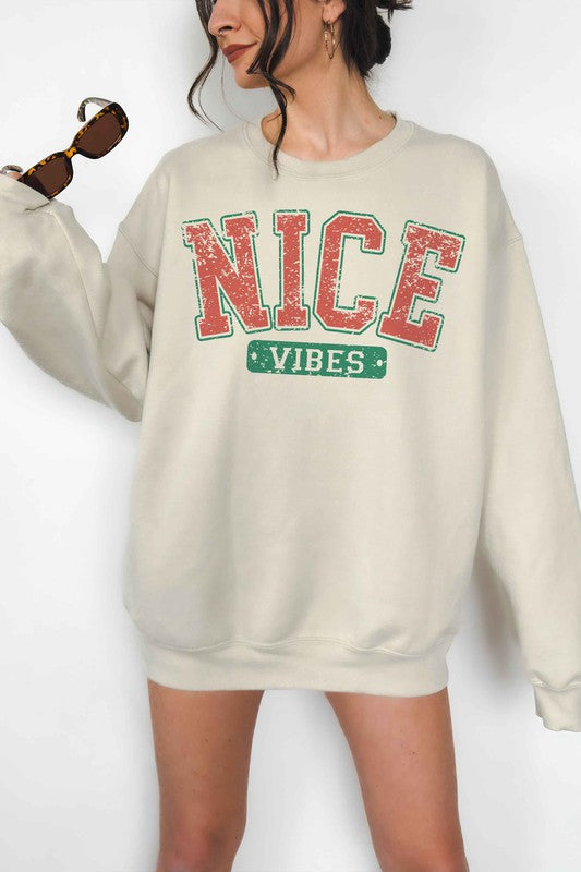 NICE VIBES CHRISTMAS OVERSIZED SWEATSHIRT-4 COLORS