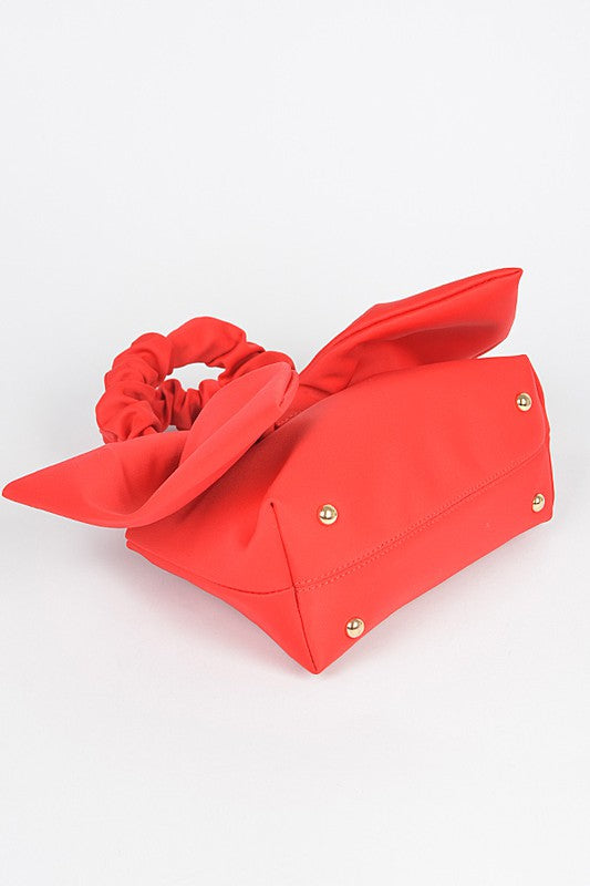 Crinkle Handle Large Bow Tie Clutch Bag-4 Colors