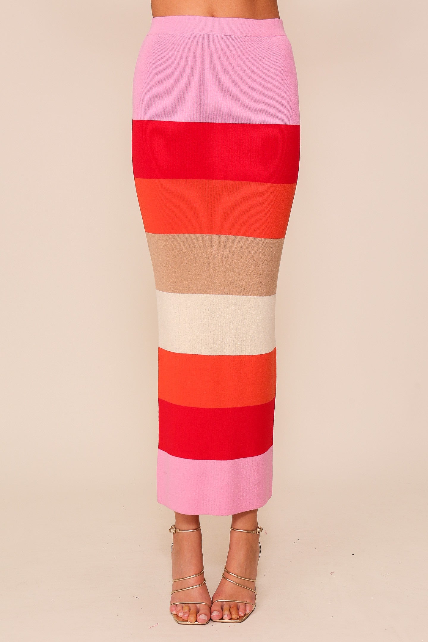 Vibrant Color Multi Striped Color Block Knit Skirt- 4 Colors