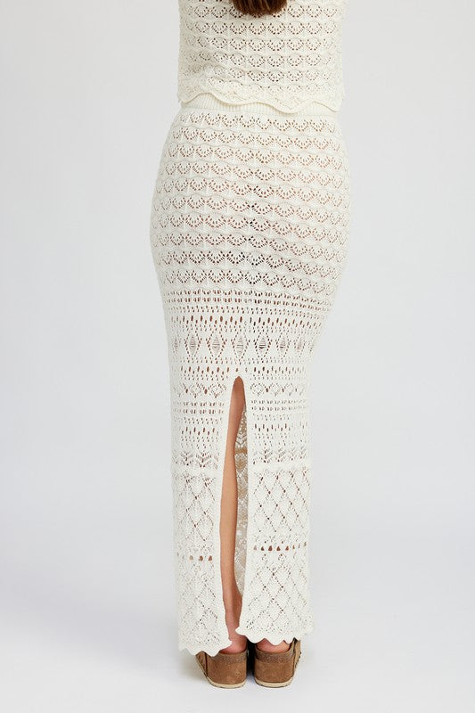 FITTED CROCHET MAXI SKIRT WITH SLIT-2 COLORS