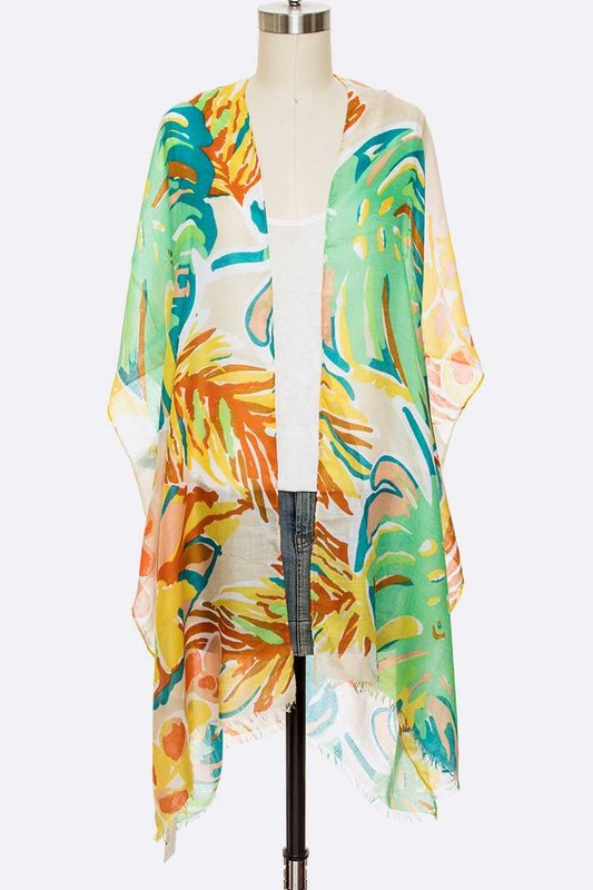 Tropical Floral Print Light Weight Kimono Cardigan- 2 Colors
