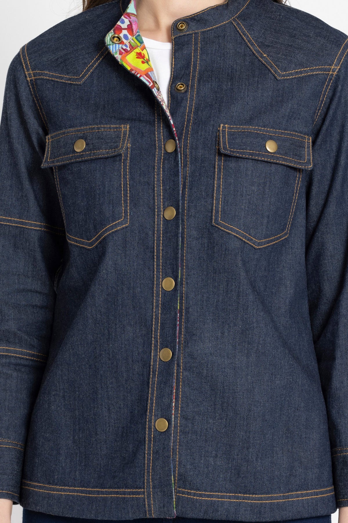 Benares USA Jaqueta Jeans Reversível de Marca Premium Exclusiva