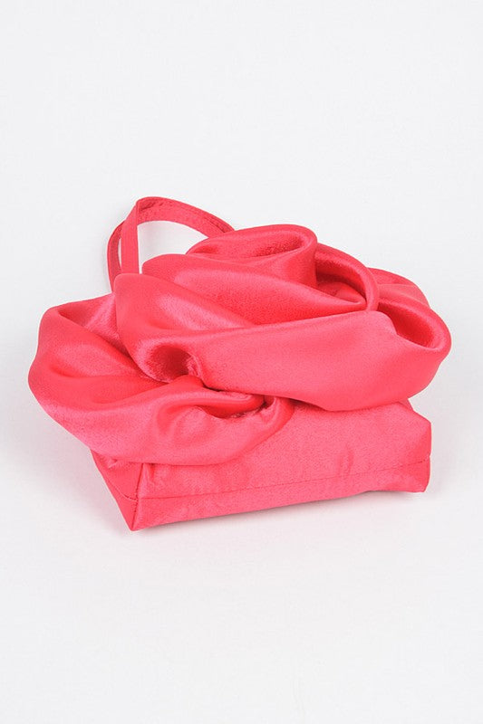 Oversize Satin Flower Top Handle Soft Clutch-5 Colors