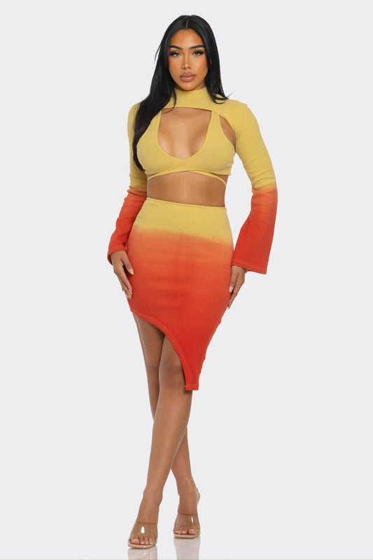 Sunset Aura 3 Piece Skirt Set