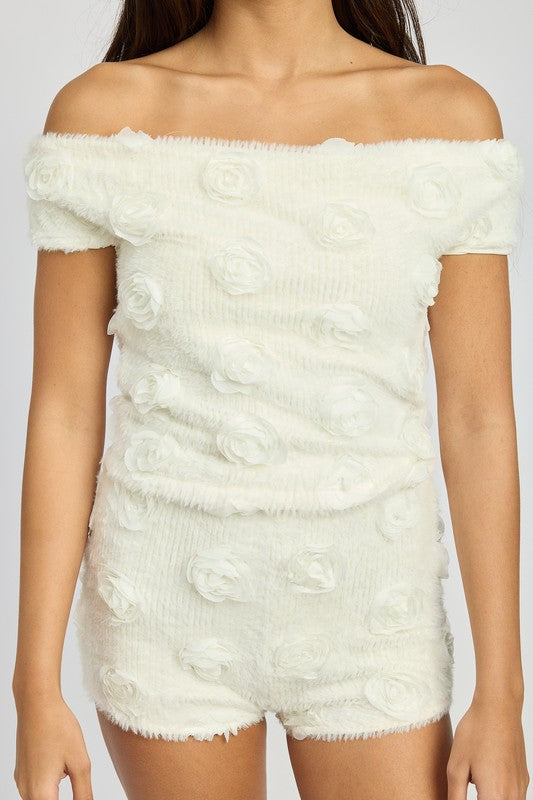 BLUSA CIGANINHA COM ROSA DE TECIDO