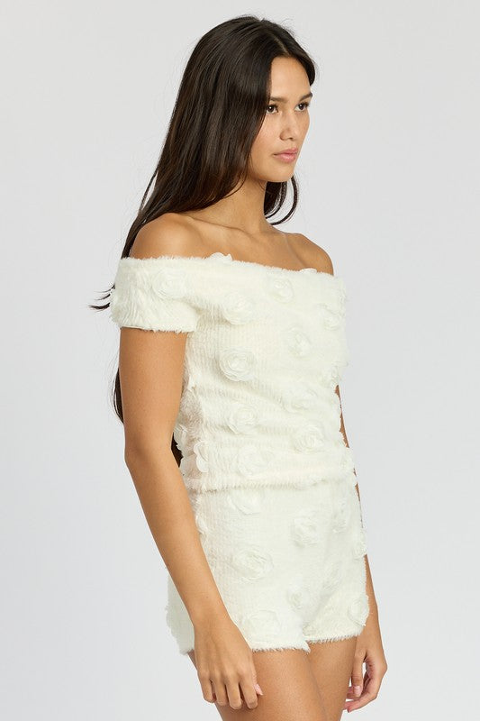 BLUSA CIGANINHA COM ROSA DE TECIDO