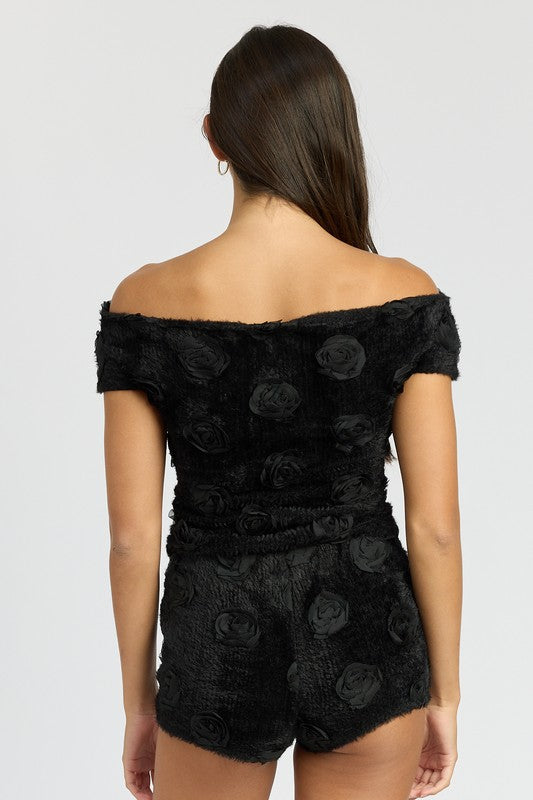 BLUSA CIGANINHA COM ROSA DE TECIDO