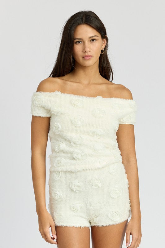 BLUSA CIGANINHA COM ROSA DE TECIDO