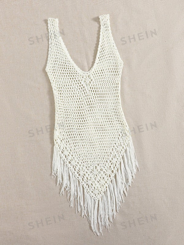 Swim Oasis Fringe Hem Crochet Cover Up-2 Colors