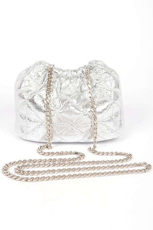Metallic Quilted Convertible Bucket Swing Bag- 2 Colors