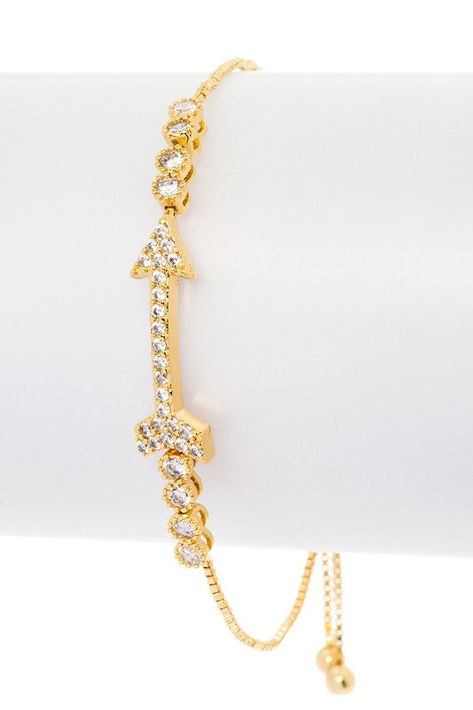 CZ Arrow Pave String Bolo Bracelet- 2 Colors