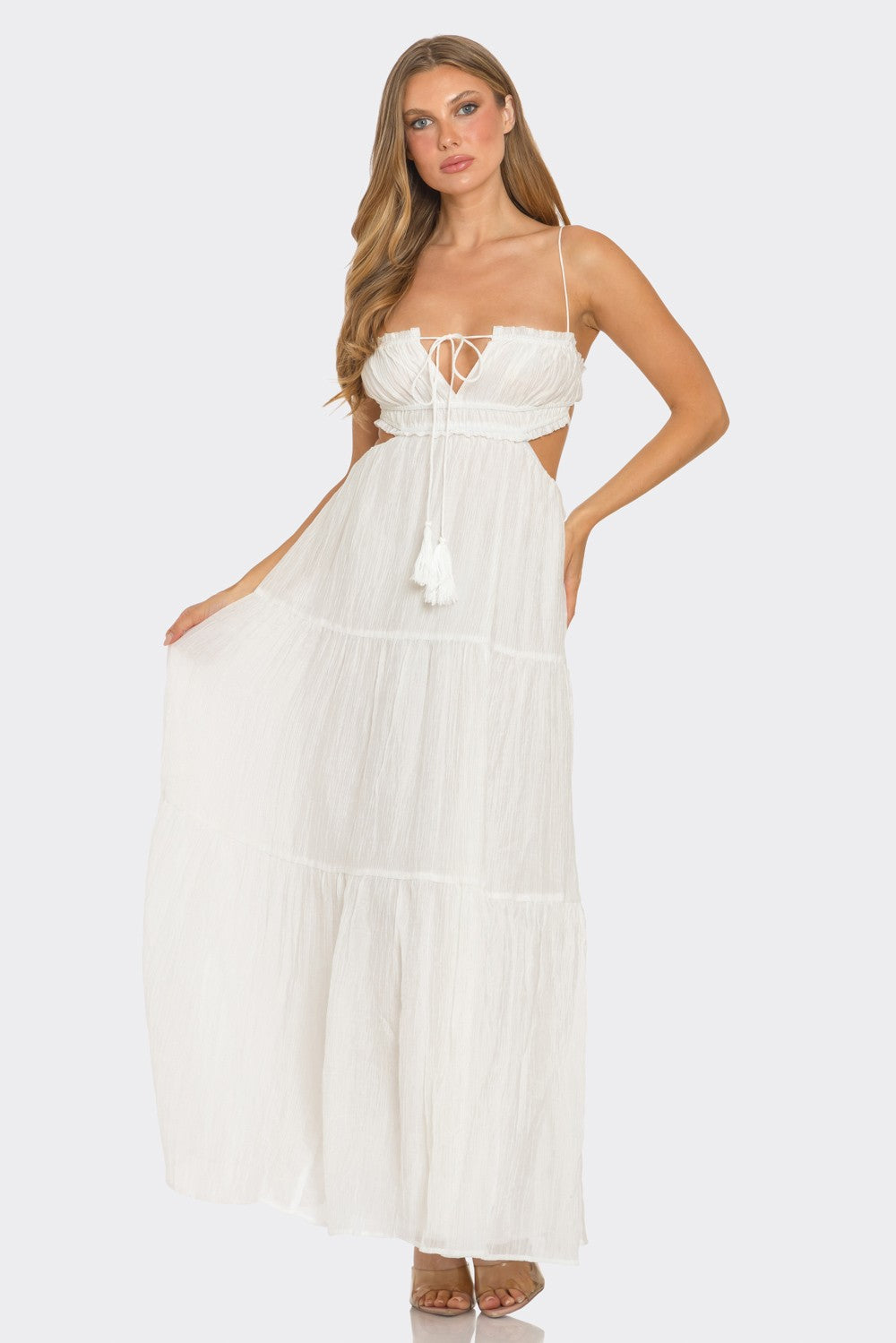 White Tiered Ruffled Maxi Dress