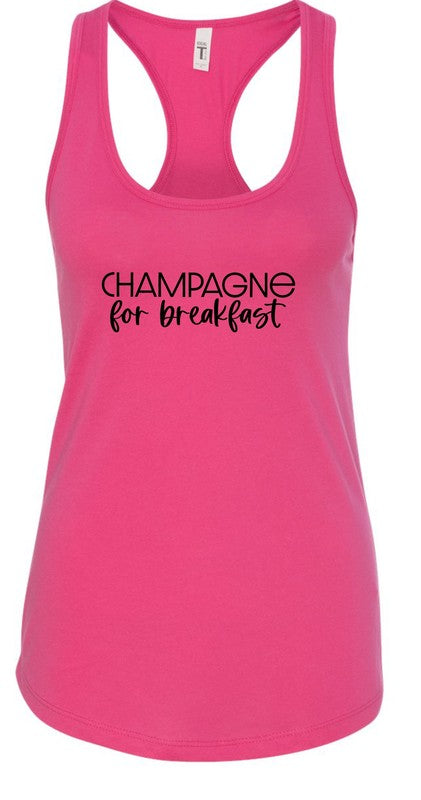 "Champagne for Breakfast" Summer Graphic Tank-7 Colors