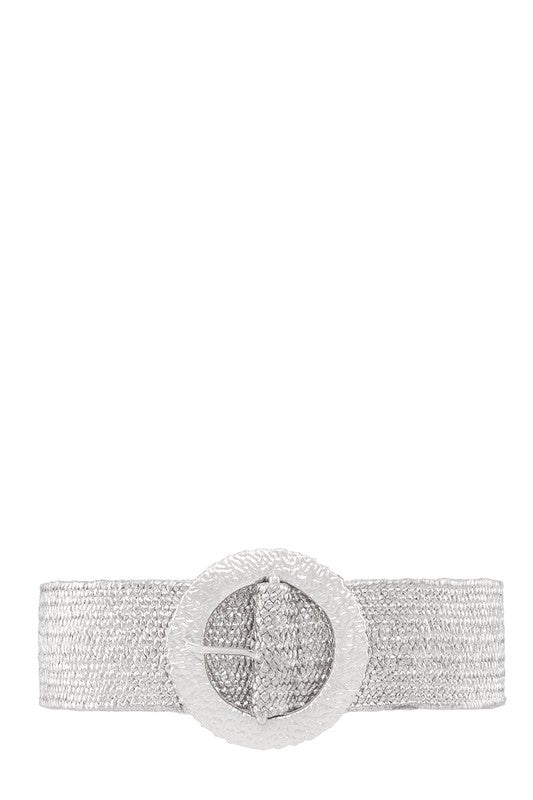 Metal Round Buckle Elastic Belt- 3 Colors