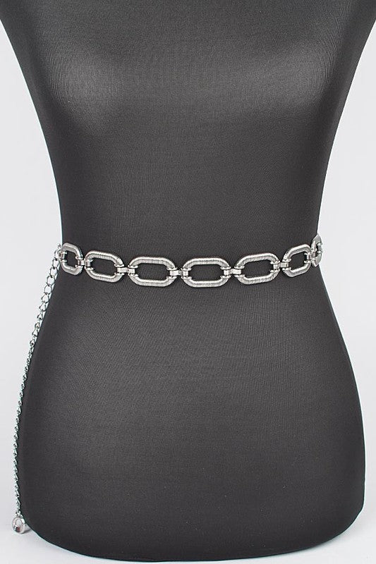 Textured Chain Link Fashion Chain Belt- 2 Colors