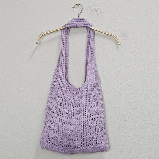 Solid Crochet Tote Bag-2 Colors