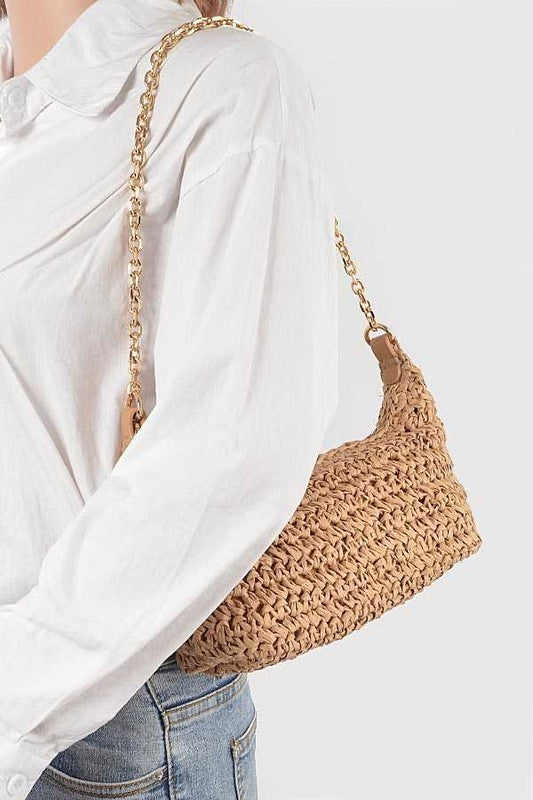 Faux Straw Fashion Shoulder Bag- 5 Colors