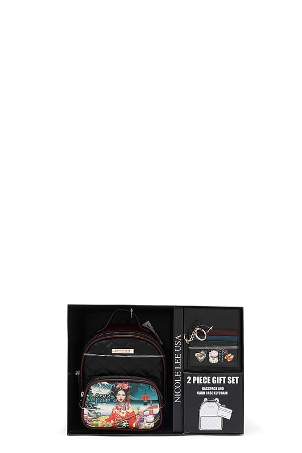 Authentic Nicole Lee Japan "Akiko La Belleza" 2 Piece Mini Backpack & Card Holder