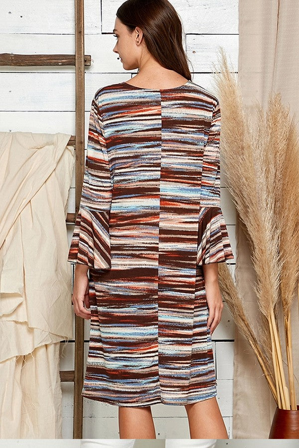 Vestido Midi Retrô Vintage Listrado Que Acha Melhor em Mulheres
