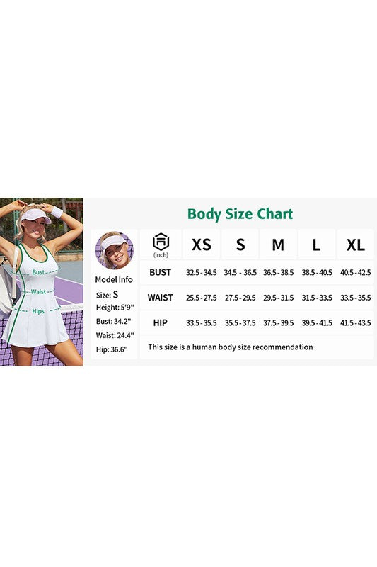 Bra V Neck Racerback Tennis Dresses with Shorts-3 Colors