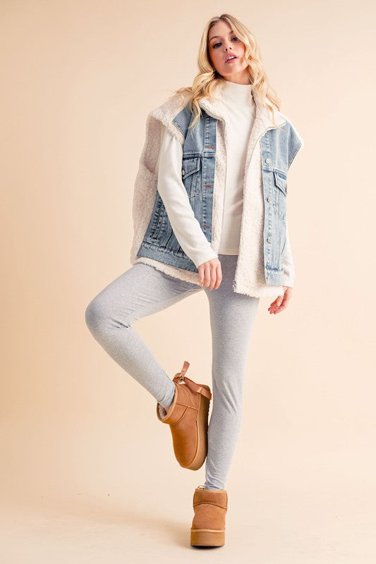 Delli Mixed Denim Vest Jacket