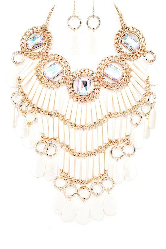 Crystal Statement Head Turner Necklace Set- 2 Colors