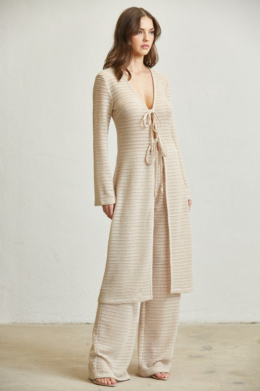 Rich Look Knit Maxi Top & Pants Set- Natural