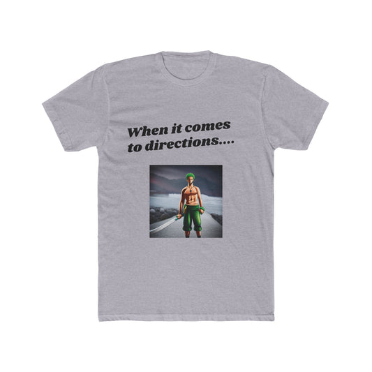 One Piece Zoro Direction Meme Men's Cotton Crew Tee