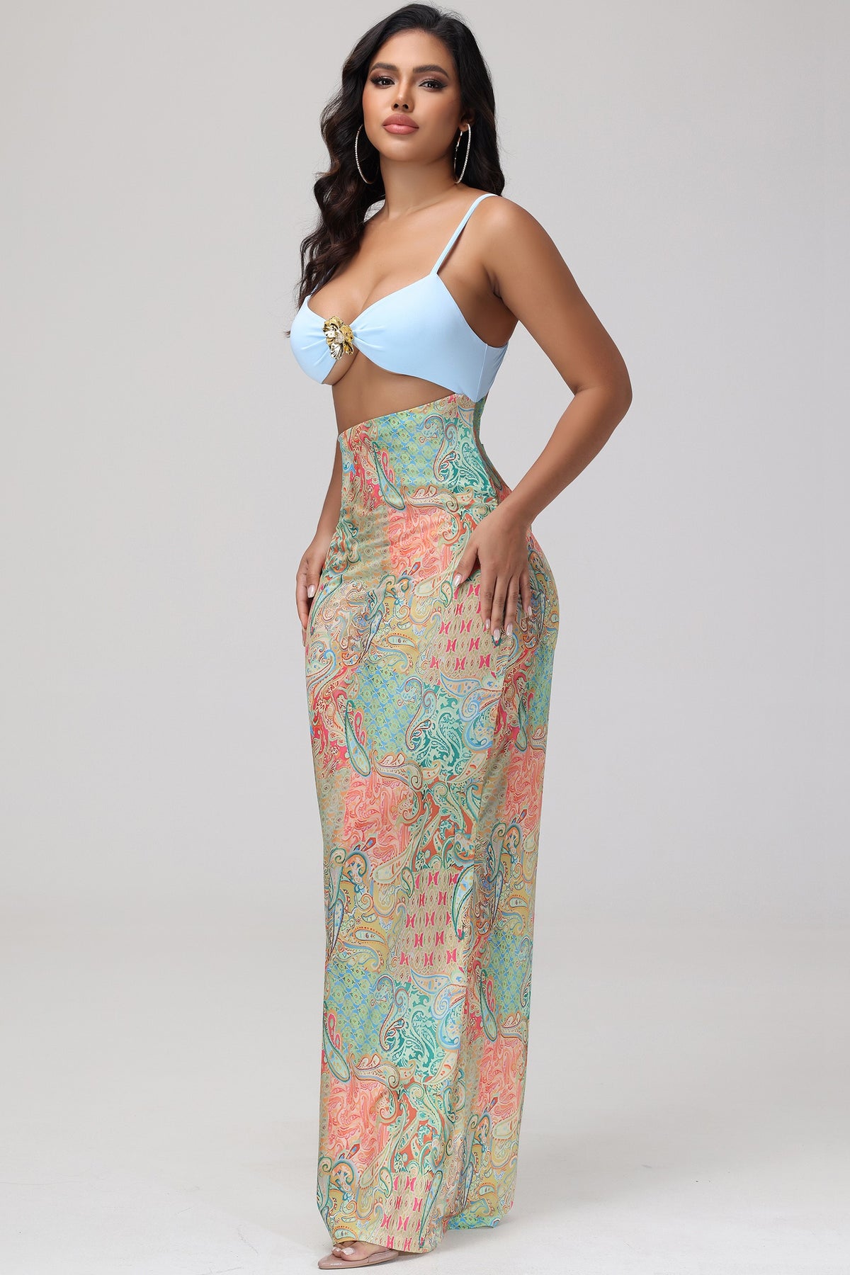 Swirl of Blue Maxi Dress