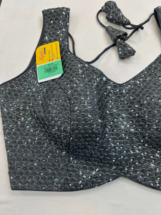 1692 - Black Sequin Saree Blouse for Women Indian Bridal Party Wear