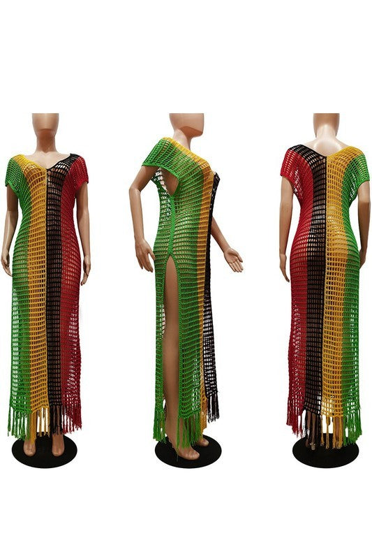 Rasta Reggae Crochet Coverup Dress