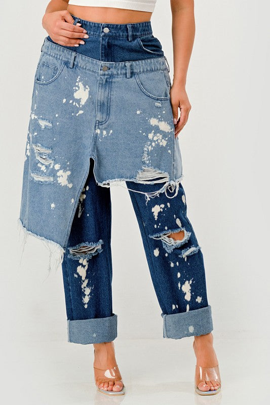 mmoption double in denim damage pants mmoption double in denim