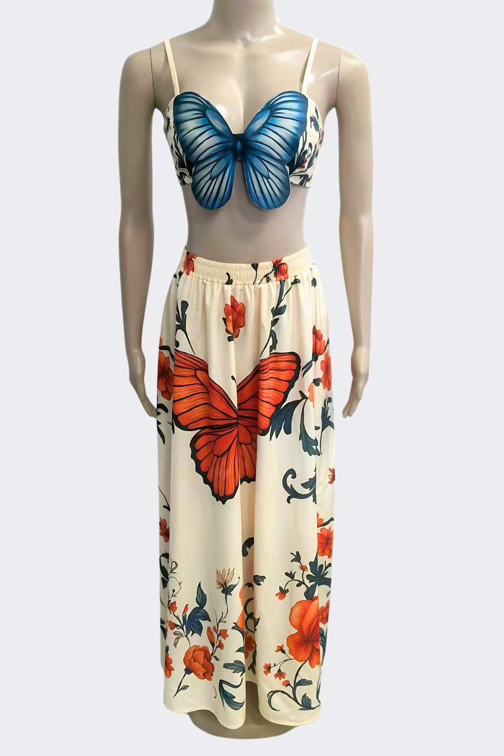 Butterfly Imprint Skirt Set