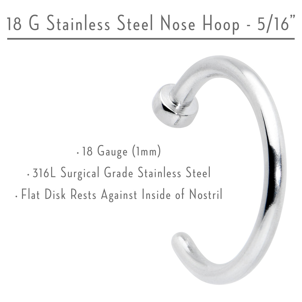 18G 5/16 Stainless Steel Nose Hoop