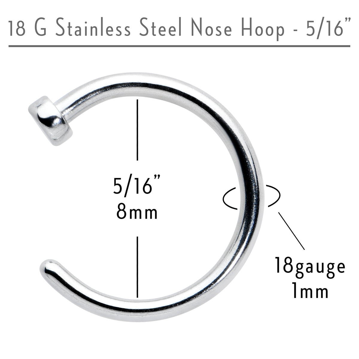 18G 5/16 Stainless Steel Nose Hoop