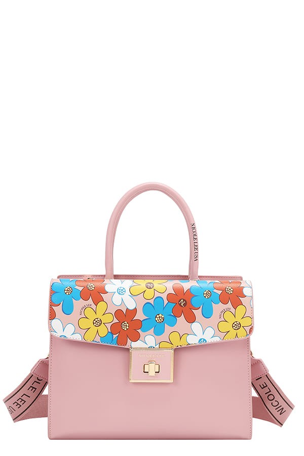 Nicole Lee USA Flower Pop Satchel Bag- Pink