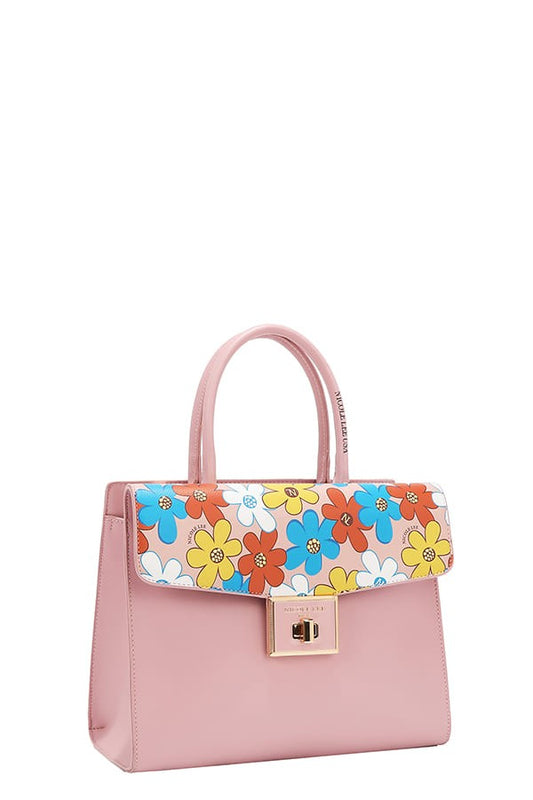 Nicole Lee USA Flower Pop Satchel Bag- Pink