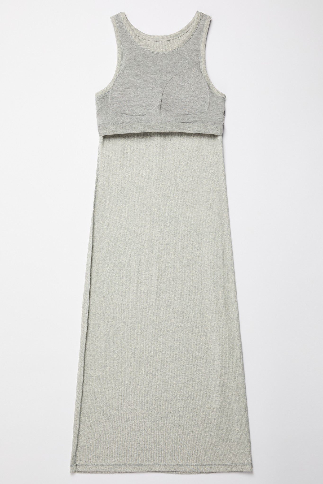 Comfort Collection: Ribbed Sleeveless Built In Bra Dress- Black/Cinnamon/Grey