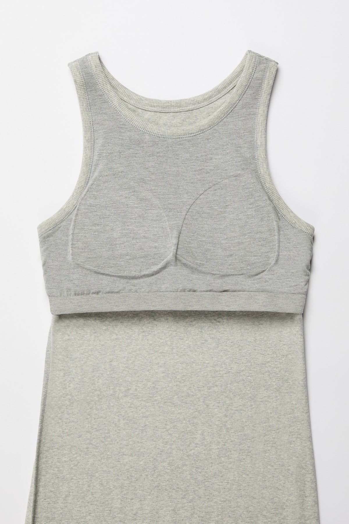 Comfort Collection: Ribbed Sleeveless Built In Bra Dress- Black/Cinnamon/Grey